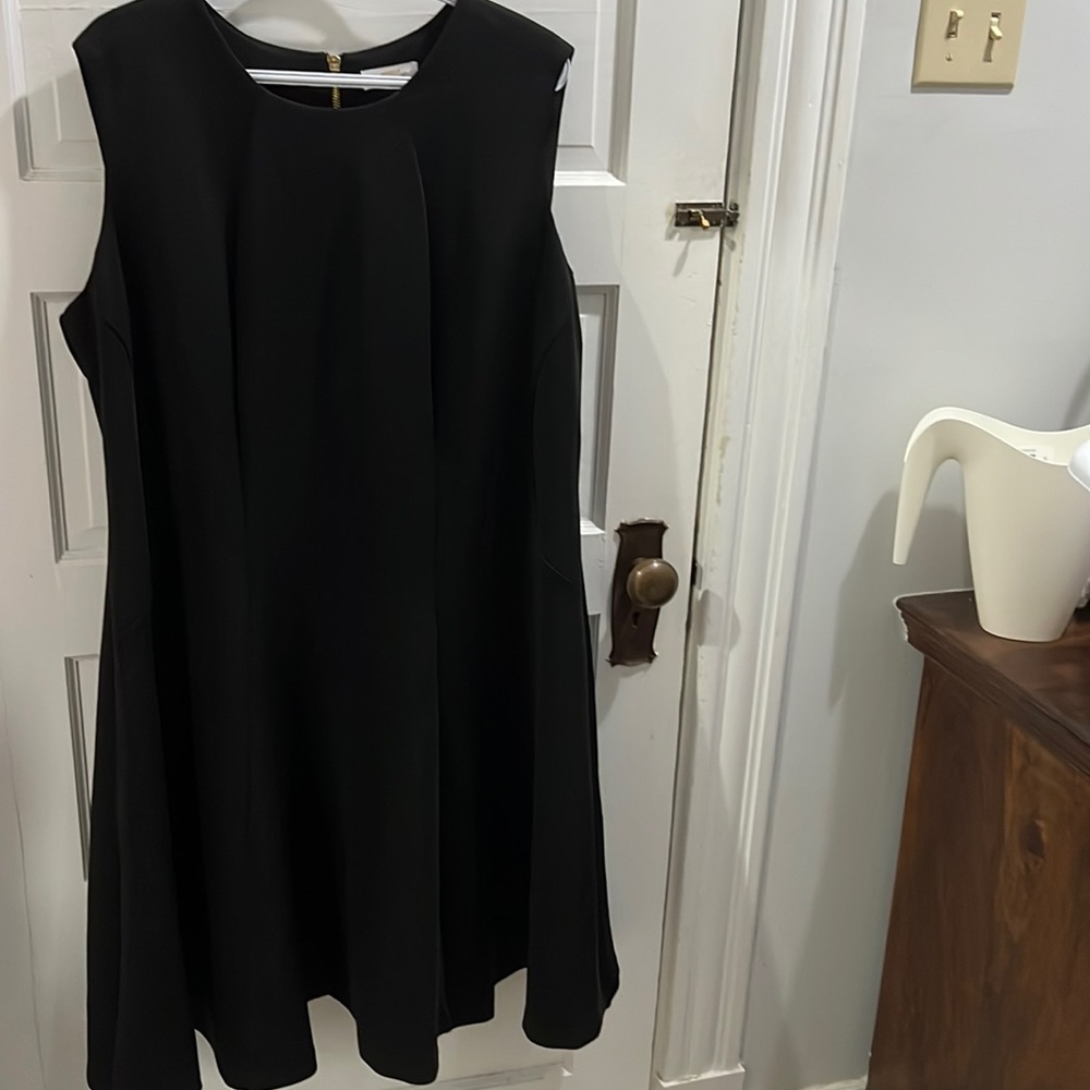 Black plus size dress with gold zipper